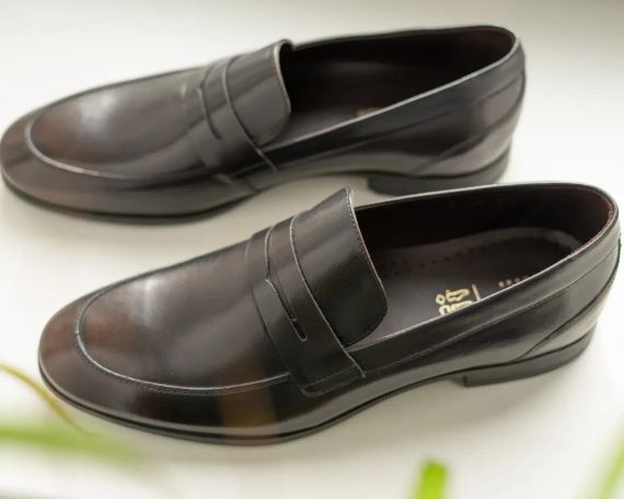 Шкіряні туфлі лофери, коричневі 44 розмір | Зображення 3