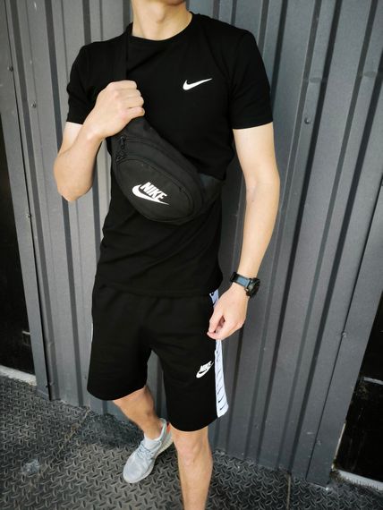 Літній чоловічий комплект Nike футболка + шорти + бананка | Зображення 1