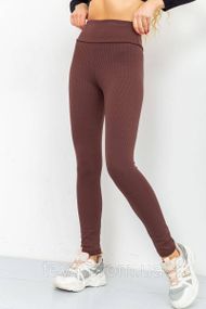 Лосини в рубчик на флісі колір шоколадний розмір M FA_003586