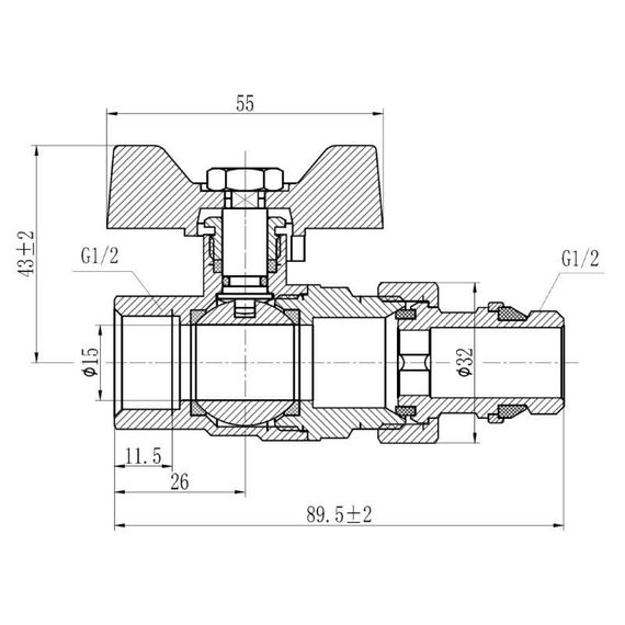 Кран кульовий "Американка" Thermo Alliance Forte 1/2" з антипротіканням прямий SF222W15 | Зображення 1