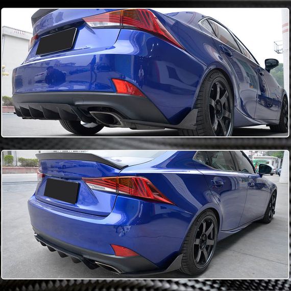 Накладки на задній бампер (для Base/F-Sport 2016-2020, Карбон) для Lexus IS 2013- рр | Зображення 3