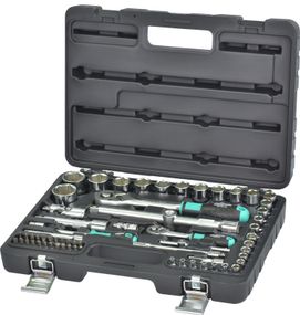 Набір головок 1/4-1/2 62од.10-32мм пластик. головка 1/4&quot; 6гр 4,4.5,5,5.5,6,7,8,9,10,11,12,13мм трещітка 1/4&quot; 36зубів підовжувач 1/4&quot; 55,100мм підовжувач 1/4&quot; 150мм гнутий комір 1/4&quot; 145мм