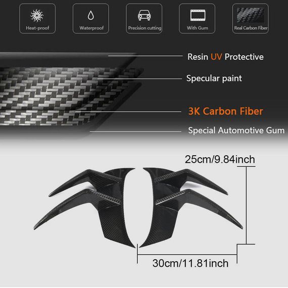 Накладки на передній бампер V2 (для GT R 2016-2019, Сухий карбон) для Mercedes AMG GT C190/R190 рр | Зображення 5