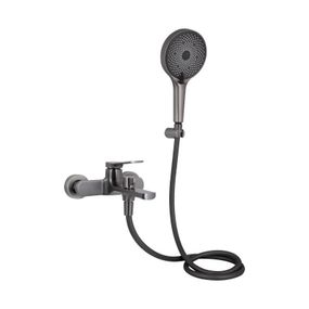 Смеситель для ванны Qtap Slavonice (c душевым гарнитуром) QTSLV259GMB48035 Gunmetal Black PVD