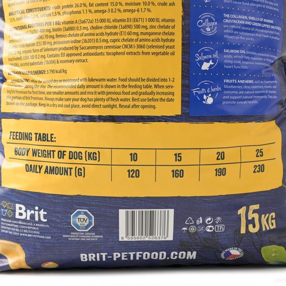 Корм сухий Brit Premium Dog Adult M для дорослих собак середніх порід вагою 10-25 кг з куркою 15 кг | Зображення 3