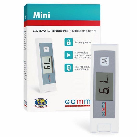 Глюкометр Gamma Mini Гама Мини + 10 тест-полосок гарантия 2 года | Зображення 1