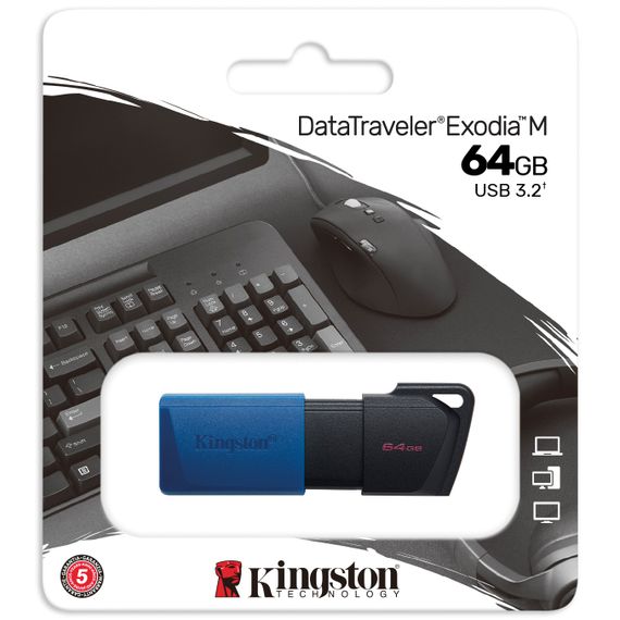 USB 3.2 флешка Kingston DataTraveler Exodia M, накопичувач на 64 Гб, 5 Гбіт/с, Синя | Зображення 5