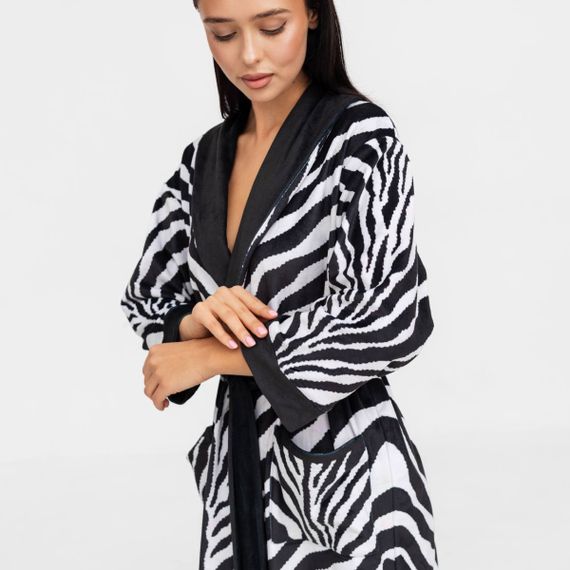 Халат женский из плюшевого велюра эксклюзивный Zebra 18268 2XL-3XL | Зображення 3