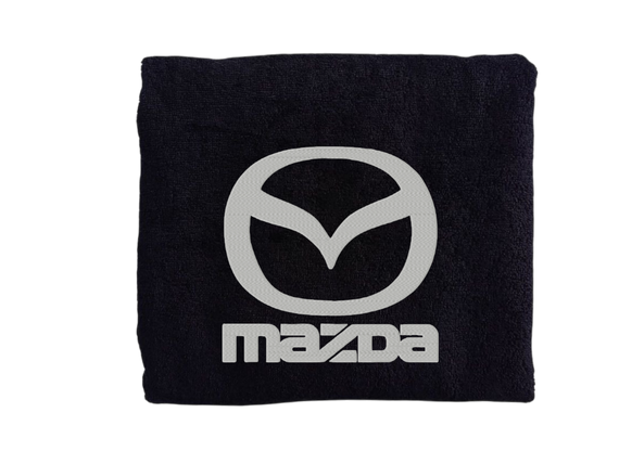 Рушник з вишивкою махровий банний 70*140 чорний автомобілісту Мазда Mazda 00451