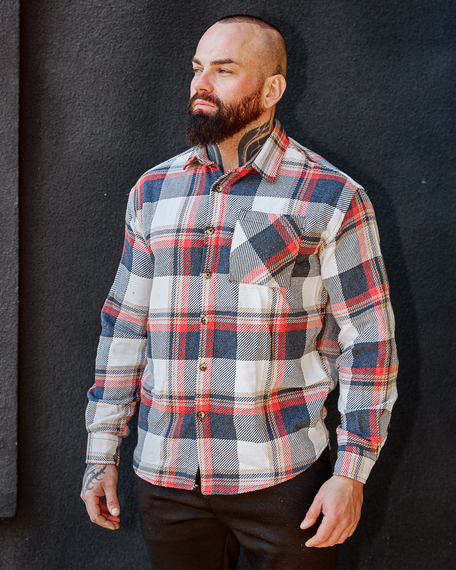 Теплая рубашка Рио бело-темносиний S XL | Зображення 5