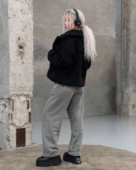 Женская короткая куртка мех Тедди, MN0002  цвет черный, размер M | Зображення 1