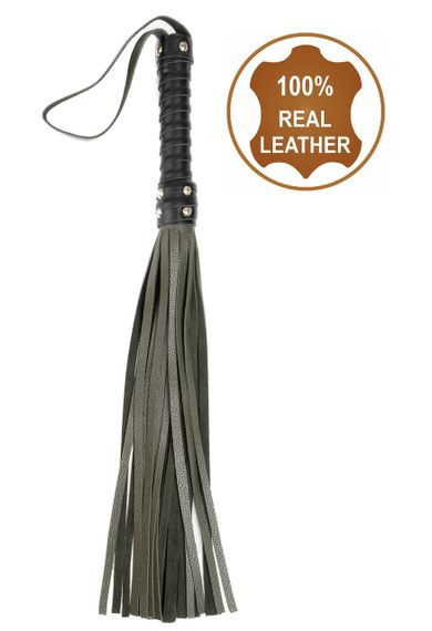 Флоггер из натуральной кожи Flirty Leather - Dark Green, BM-00007 Sex Aura