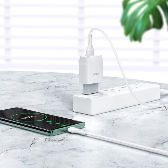 СЗУ Hoco C72Q Glorious QC3.0 18W (1USB-A) + кабель USB to Type-C Белый | Зображення 3