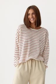 Легкий в'язаний джемпер у смужку - червоний цвет, ONE SIZE (є розміри)