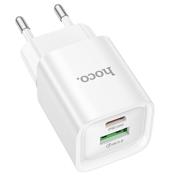 МЗП Hoco C147A PD20W+QC3.0 (1USB-A/1C) White | Зображення 1