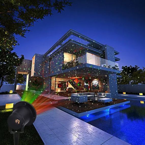 Лазерный проектор-освещения STAR SHOWER RG12 с пультом, уличный проектор с металлическим корпусом | Зображення 1