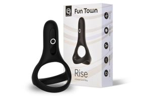 Двойное эрекционное кольцо Fun Town Rise Black, управление со смартфона sexstyle