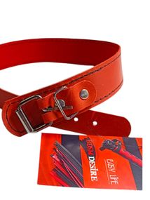 Вишуканий нашийник із високоякісної натуральної шкіри в червоному кольорі Sex Aura