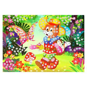 Детская мозаика по номерам "Кот в сапогах" 13-127-3 разноцветные камушки