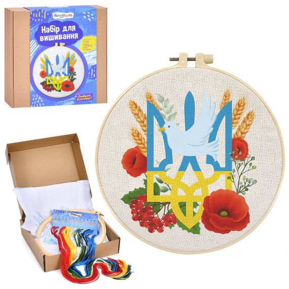 Детский набор для вышивания "Украина/маки/пшеница/Тризуб" DYEK1023 пяльце 20 см