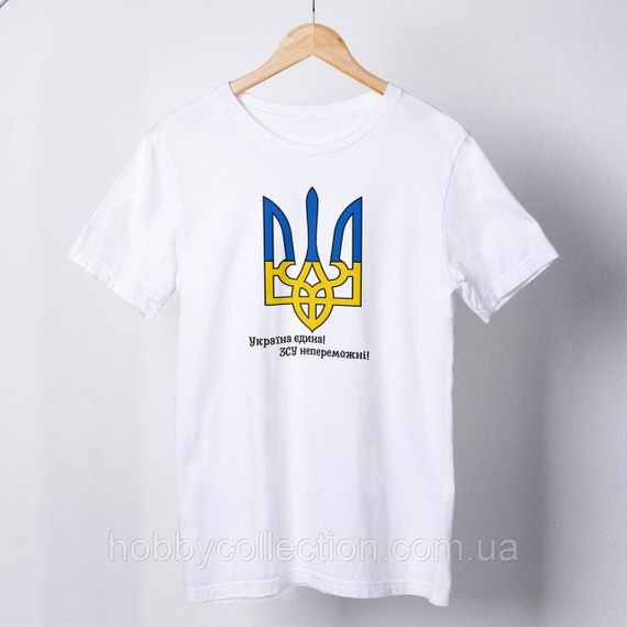 Футболка жіноча із принтом "Україна єдина" біла | Зображення 1