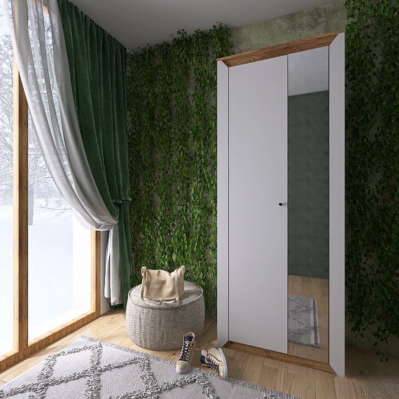 Шафа-пенал із дзеркалом Еверест Нордік-800 Білий/Дуб крафт золотий (EVR-5539) | Зображення 4