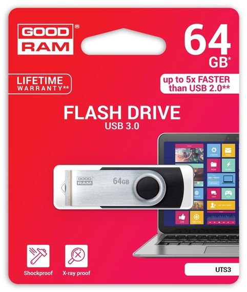 USB флеш накопичувач Goodram 64GB Twister Black USB 3.0 (UTS3-0640K0R11)