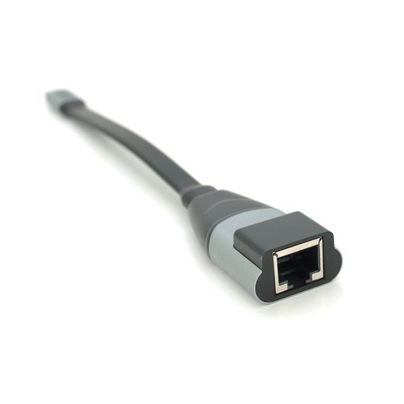 Конвертер Type-C (тато)/RJ-45 (мама), 18cm, плоский, chip:RTL8153, 1000Mbps, Black