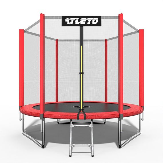 Батут дитячий Atleto 312 см із захисною сіткою і драбиною для дому та дачі червоний 42400474 | Зображення 1