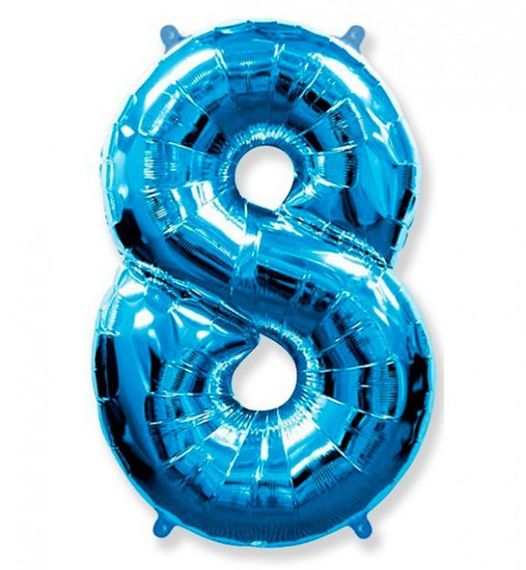 Фольгированная цифра 8 ("32)  синяя, 80 см