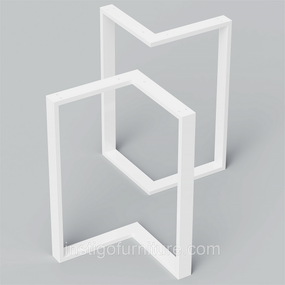Комплект опор для столу з металу 566×325mm, H=730mm (профільна труба: 60x20mm) Білий