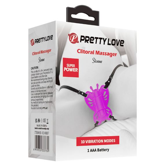 Кліторальний вібратор, вібратор у трусики Pretty Love Butterfly — компактний, 10 режимів, силікон, 8,6 см | Зображення 6