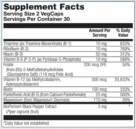 Stress B Magnesium Glycinate - 60 vcaps | Зображення 1