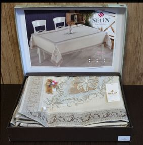 Лляна скатертина Selin Ayca 160×220 см Бежева