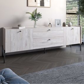 Тумба під телевізор з шухлядами LION Wood з чорними ніжками 180х50х40 см Самоа Димчастий (LION-043134)