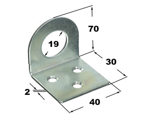 Замочна петля Гнута 70х40х30 D=19 (635-12)