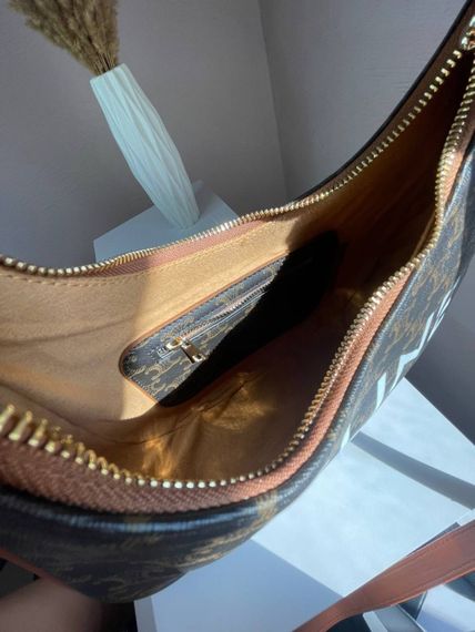 Сумка жіноча  Celine Ava Bag In Triomphe Canvas and Calfskin Tan brown Селін коричнева 072 | Зображення 8