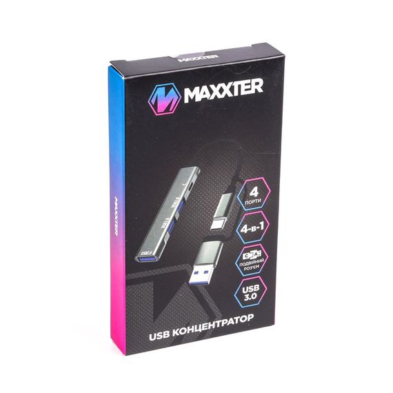 Хаб USB 3.0 Maxxter HU3C-4P1CN-01 | Зображення 4