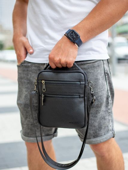 Шкіряна чоловіча сумка-барсетка через плече чорна Bexhill BX-14660 | Зображення 7