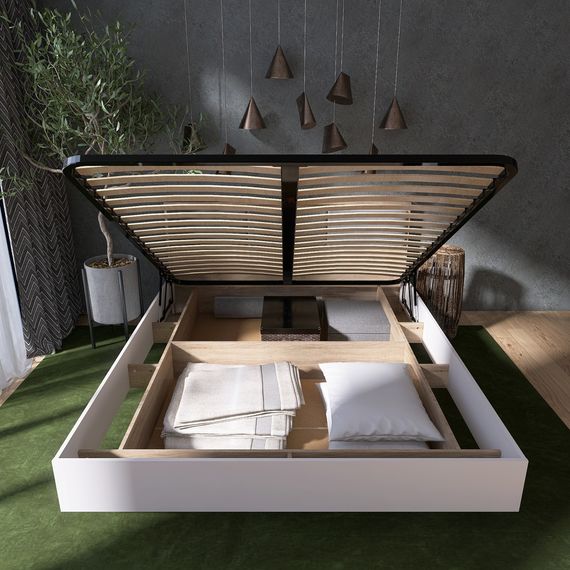 Ліжко двоспальне з підйомним механізмом Еверест Сіті-1400 200,5х148,8х82,6 см Дуб сонома/Білий (EVR-071093) | Зображення 6