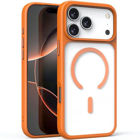 TPU+PC чохол Metal Buttons with Magnetic Fit для Apple iPhone 17 Pro Max (6.9") Помаранчевий / Orange