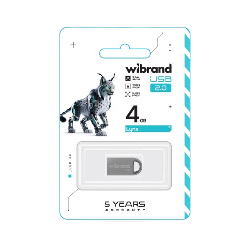 Флешка 4Гб USB 2.0 срібло lynx Wibrand | Зображення 1