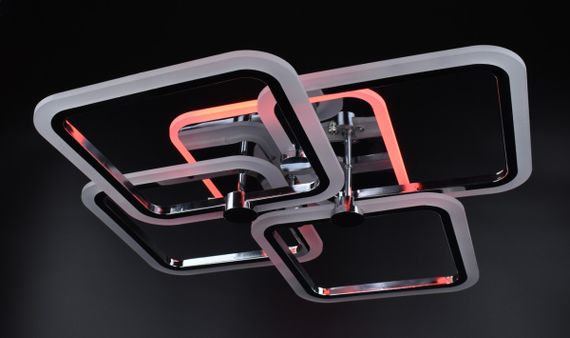 Люстра світлодіодна стельова LED світильник для квартири на стелю лед з пультом 26096 Хром 10х56х65 см. | Зображення 5