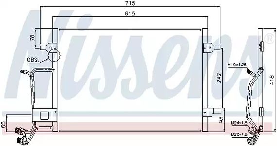 Радіатор, конденсор кондиціонера VW PASSAT, AUDI A4, NISSENS (94594)