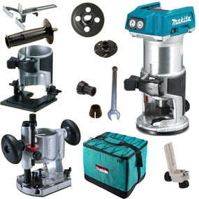 Фрезер акумуляторний з набором аксесуарів Makita DRT50ZX2 (6/8 мм, 10000-30000 хв-1, BL, LXT, без акумулятора та зарядного пристрою)