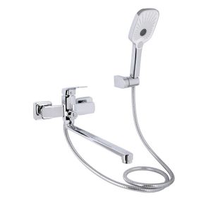 Смеситель для ванны Qtap Tern с длинным поворотным изливом (c душевым гарнитуром) QTTER260CRM47587 Chrome