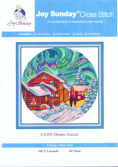 Набір для вишивання за нанесеною на канві схемою "Dream Aurora". AIDA 14CT printed, 34*34 см | Зображення 1