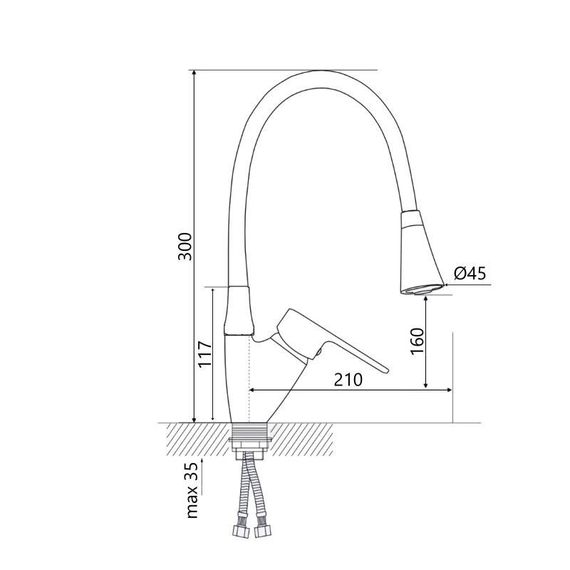 Змішувач для кухні Lidz Tani 008F3 з гнучким виливом (k40) LDTAN008F3BCR39484 Chrome/Black | Зображення 1