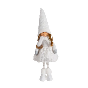 Новорічна м'яка іграшка Дівчинка-янгол 55см білий зі сріблом БОНА ДИ