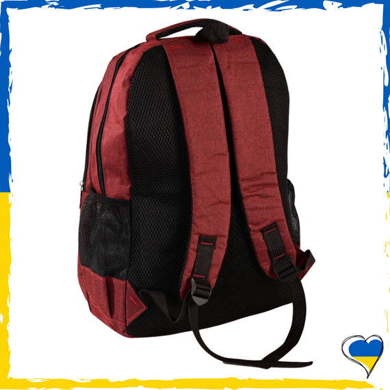 Рюкзак бордовий універсальний, повсякденний, шкільний, вмісткий. Унісекс | Зображення 2